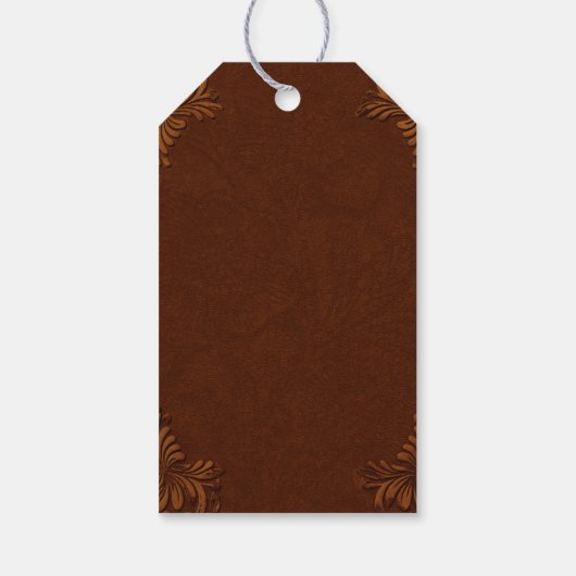 Western Tooled Rustic Terracotta Cream Wedding Cadeaulabel (Achterkant)