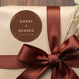 Western Tooled Rustic Terracotta Cream Wedding Ronde Sticker