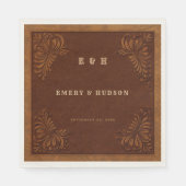 Western Tooled Rustic Terracotta Elegant Wedding Servet (Voorkant)