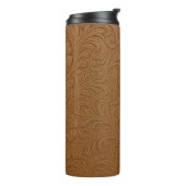 Western Tooled Suede Leather Print Thermal Tumbler Thermosbeker (Gedraaid links)