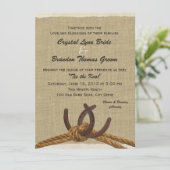 Western touw en Hoefijzers bruiloft Kaart (Staand voorkant)