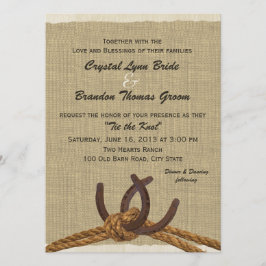 Western touw en Hoefijzers bruiloft Kaart