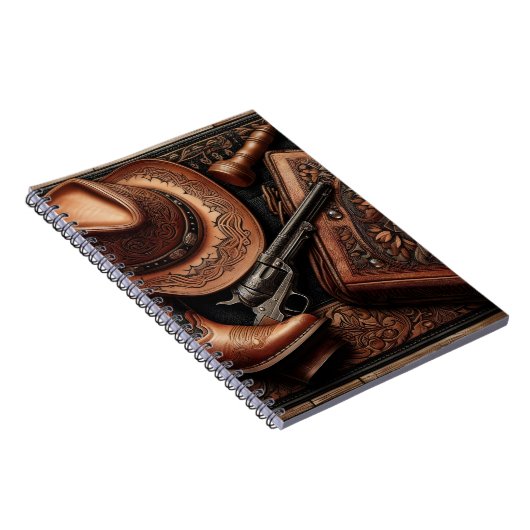 Western Trio: Pet, laarzen, Revolver Notitieboek (Rechterzijde)