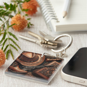 Western Trio: Pet, laarzen, Revolver Sleutelhanger