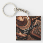 Western Trio: Pet, laarzen, Revolver Sleutelhanger (Voorkant)