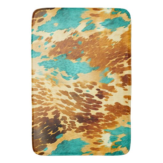 Western Turquoise bruin crème Koeienhuid Badmat (Voorkant Verticaal)