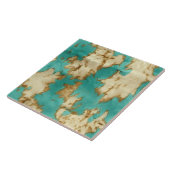 Western Turquoise Cream Koeienhuid Tegeltje (Zijkant)