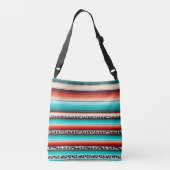 Western Turquoise Terracotta Strepen Koe Print Crossbody Tas (Achterkant)