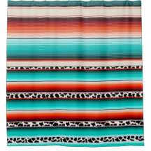 Western Turquoise Terracotta Strepen Koe Print