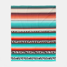 Western Turquoise Terracotta Strepen Koe Print