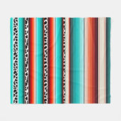 Western Turquoise Terracotta Strepen Koe Print Fleece Deken (Voorkant (Horizontaal))