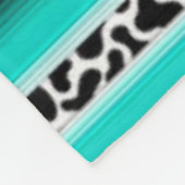 Western Turquoise Terracotta Strepen Koe Print Fleece Deken (Hoek)
