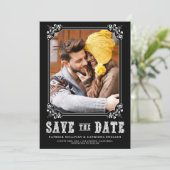 Western Typografie Foto Lijst Black Save The Date (Staand voorkant)