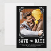 Western Typografie Foto Lijst Black Save The Date (Voorkant / Achterkant)