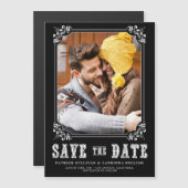 Western Typography Photo Frame Save the Date Magnetische Uitnodiging (Voorkant / Achterkant)