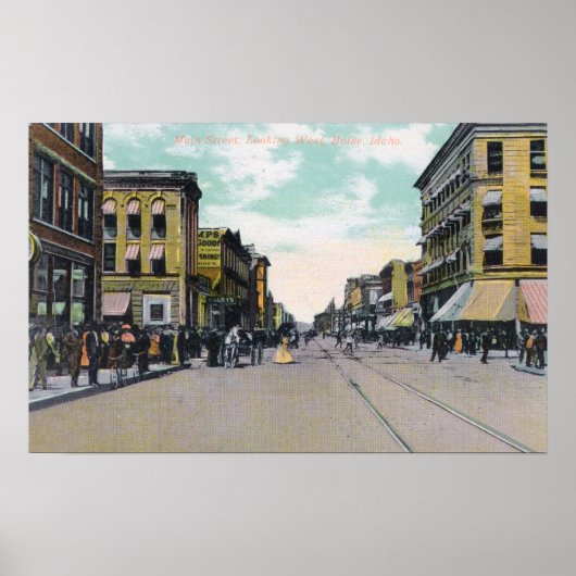 Western Uitzicht uit Main StreetBoise, ID Poster (Voorkant)