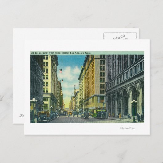 Western Uitzicht van 7th Street van Spring Street Briefkaart (Voorkant / Achterkant)