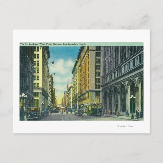 Western Uitzicht van 7th Street van Spring Street Briefkaart (Voorkant)