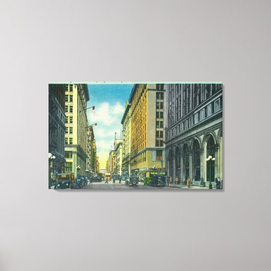 Western Uitzicht van 7th Street van Spring Street Canvas Afdruk (Voorkant)