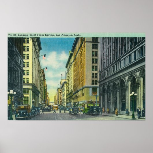 Western Uitzicht van 7th Street van Spring Street Poster (Voorkant)
