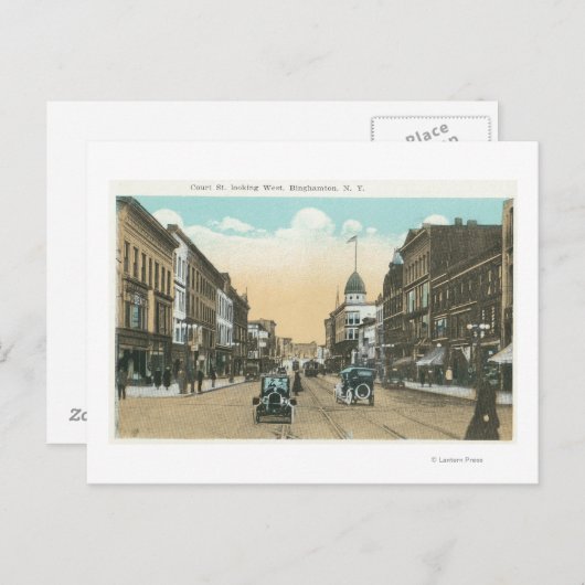 Western Uitzicht van Court Street Briefkaart (Voorkant / Achterkant)