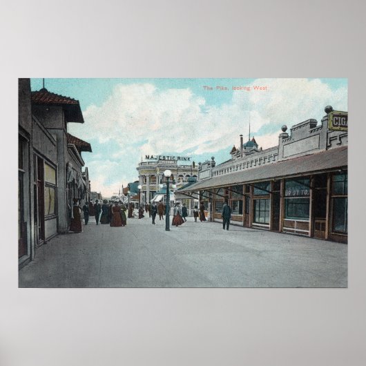Western Uitzicht van de Beach PikeLong, CA Poster (Voorkant)