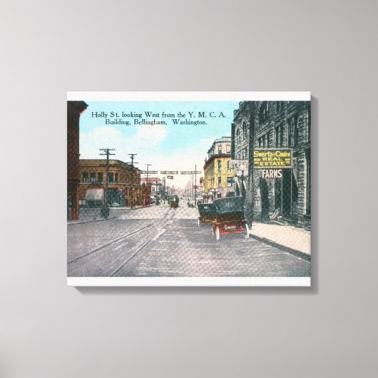 Western Uitzicht van Holly Street van YMCA Bldg Canvas Afdruk (Voorkant)