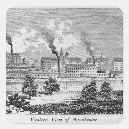 Western Uitzicht van Manchester Vierkante Sticker (Voorkant)