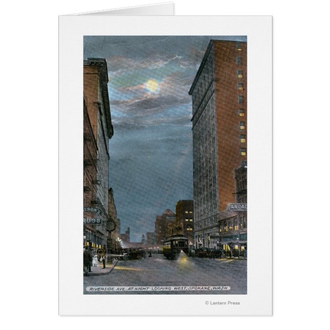 Western Uitzicht van Riverside Avenue te Night (Voorkant)