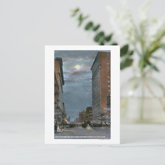 Western Uitzicht van Riverside Avenue te Night Briefkaart (Staand voorkant)