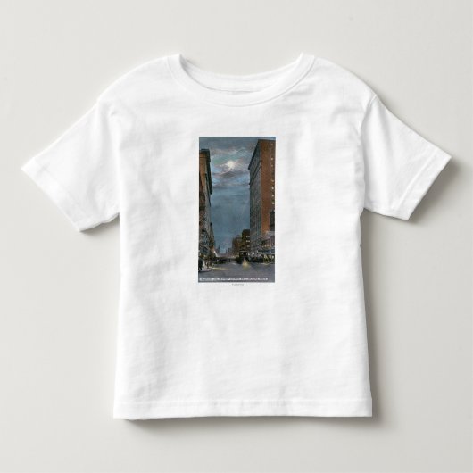 Western Uitzicht van Riverside Avenue te Night Kinder Shirts (Voorkant)