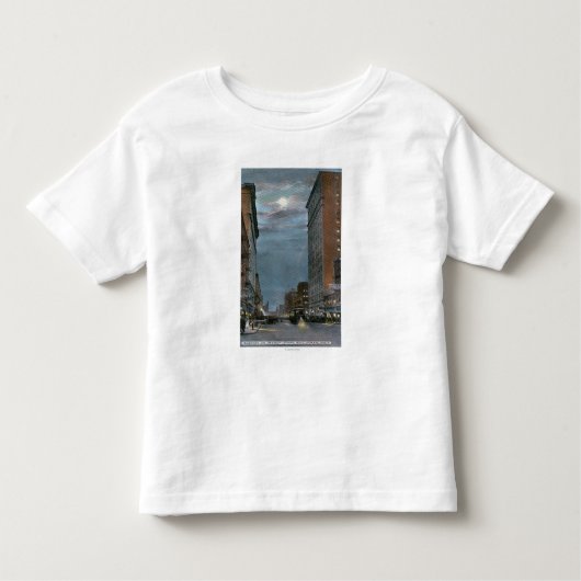 Western Uitzicht van Riverside Avenue te Night Kinder Shirts (Voorkant)