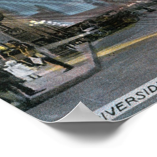 Western Uitzicht van Riverside Avenue te Night Poster (Hoek)