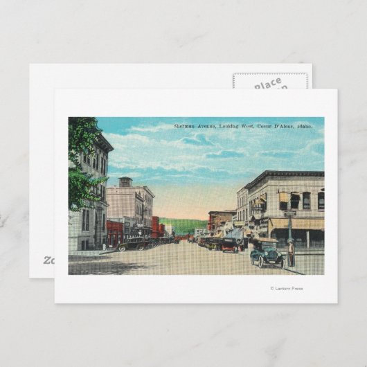 Western Uitzicht van Sherman Avenue Briefkaart (Voorkant / Achterkant)