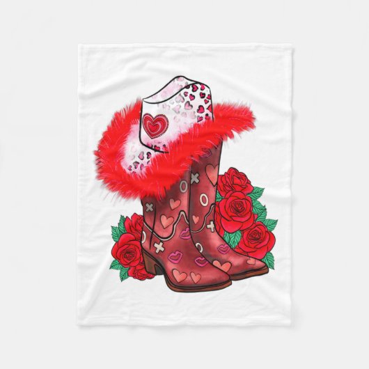 Western Valentines Day Cowgirl Boots Yeehaw Howdy  Fleece Deken (Voorkant)