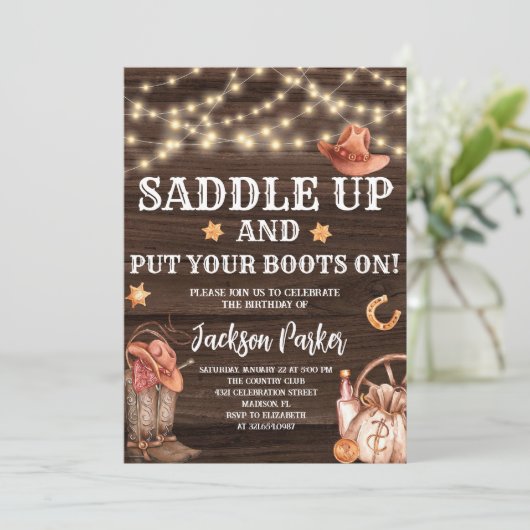 Western Verjaardag Cowboy Verjaardagsfeest Kaart (Staand voorkant)