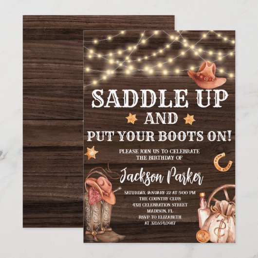Western Verjaardag Cowboy Verjaardagsfeest Kaart (Voorkant / Achterkant)