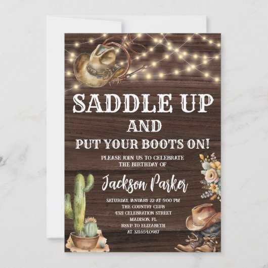Western Verjaardag Cowboy Verjaardagsfeest Kaart (Voorkant)