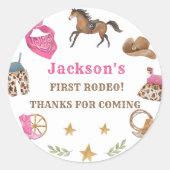 Western Verjaardag Dank je wel klas Ronde Sticker (Voorkant)