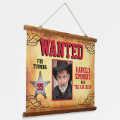 Western Verjaardag Gezocht teken Hangend Wandkleed (Gebogen)