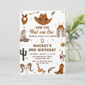 Western Verjaardags Rustiek 1e Verjaardagsfeest Kaart (Staand voorkant)