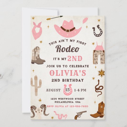 Western Verjaardags Rustiek 2e Verjaardagsfeest Kaart (Voorkant)