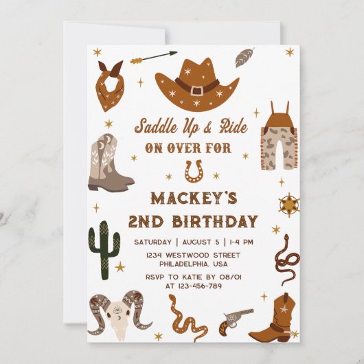 Western Verjaardags Rustiek 2e Verjaardagsfeest Kaart (Voorkant)