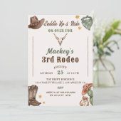 Western Verjaardags Rustiek 3e Verjaardagsfeest Kaart (Staand voorkant)