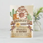 Western verjaardagsfeest van cowboy rodeo kaart (Staand voorkant)