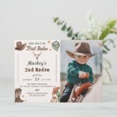 Western verjaardagsfeestje rustieke foto kaart (Staand voorkant)