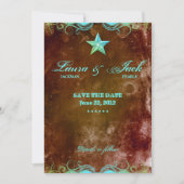 Western Verloving bekendmaking Blue Brown Star Save The Date (Voorkant)