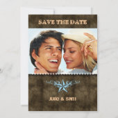 Western Verloving bekendmaking Blue Star Brown Save The Date (Achterkant)