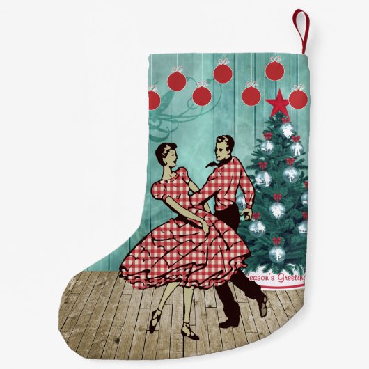 Western vierkant dansen paar kerst dans kleine kerstsok (Achterkant)