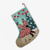 Western vierkant dansen paar kerst dans kleine kerstsok (Achterkant (Hangend))
